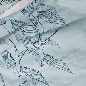 Elegant Blue Bird Pattern shirt vintage